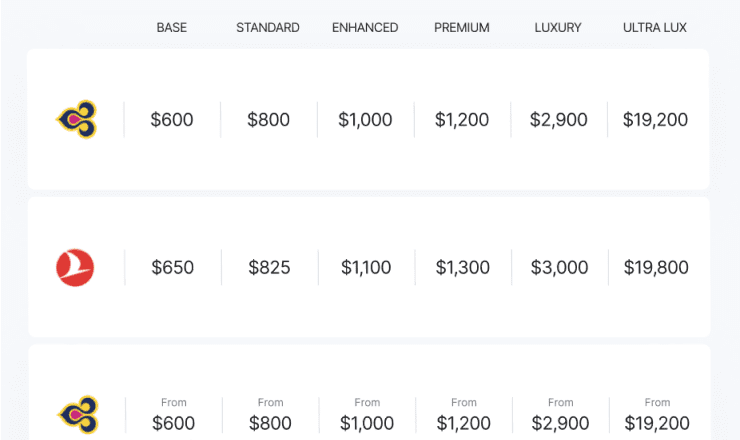 Price plans for air flight
