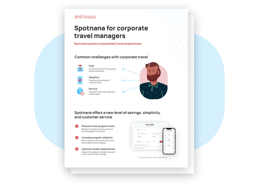 brochure of Spotnana for corporate travel managers