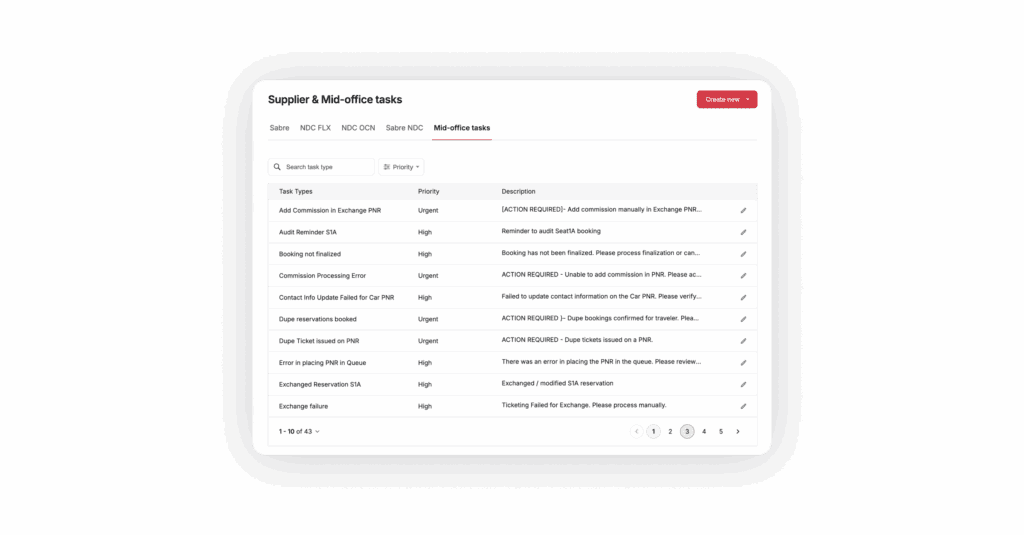 Spotnana's supplier and mid-office tasks dashboard