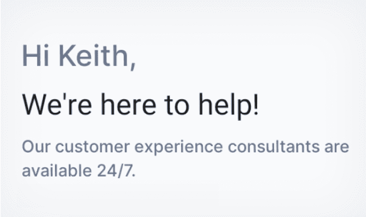Page for customer assistance