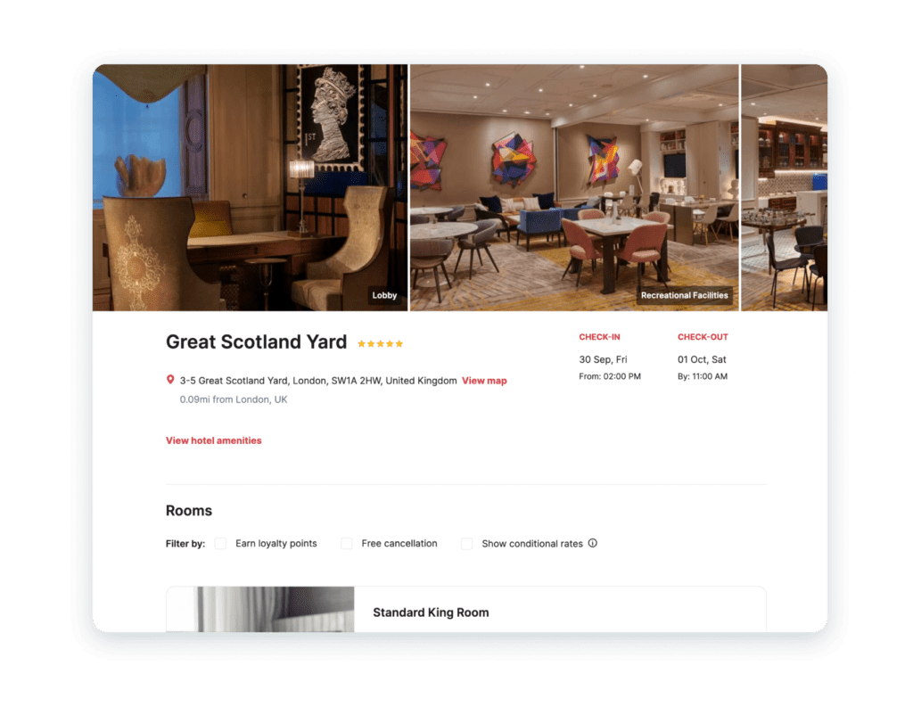 Image of Great Scotland Yard viewing check-in and check-out date