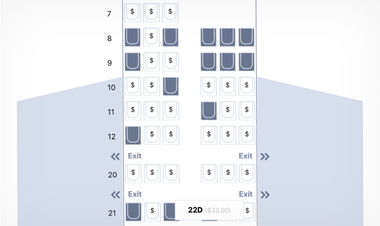 selecting seat for airplane