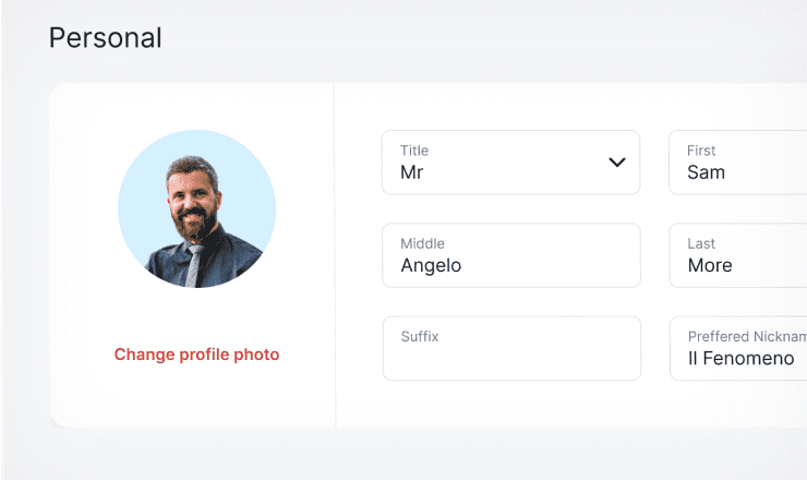 Personal profile page