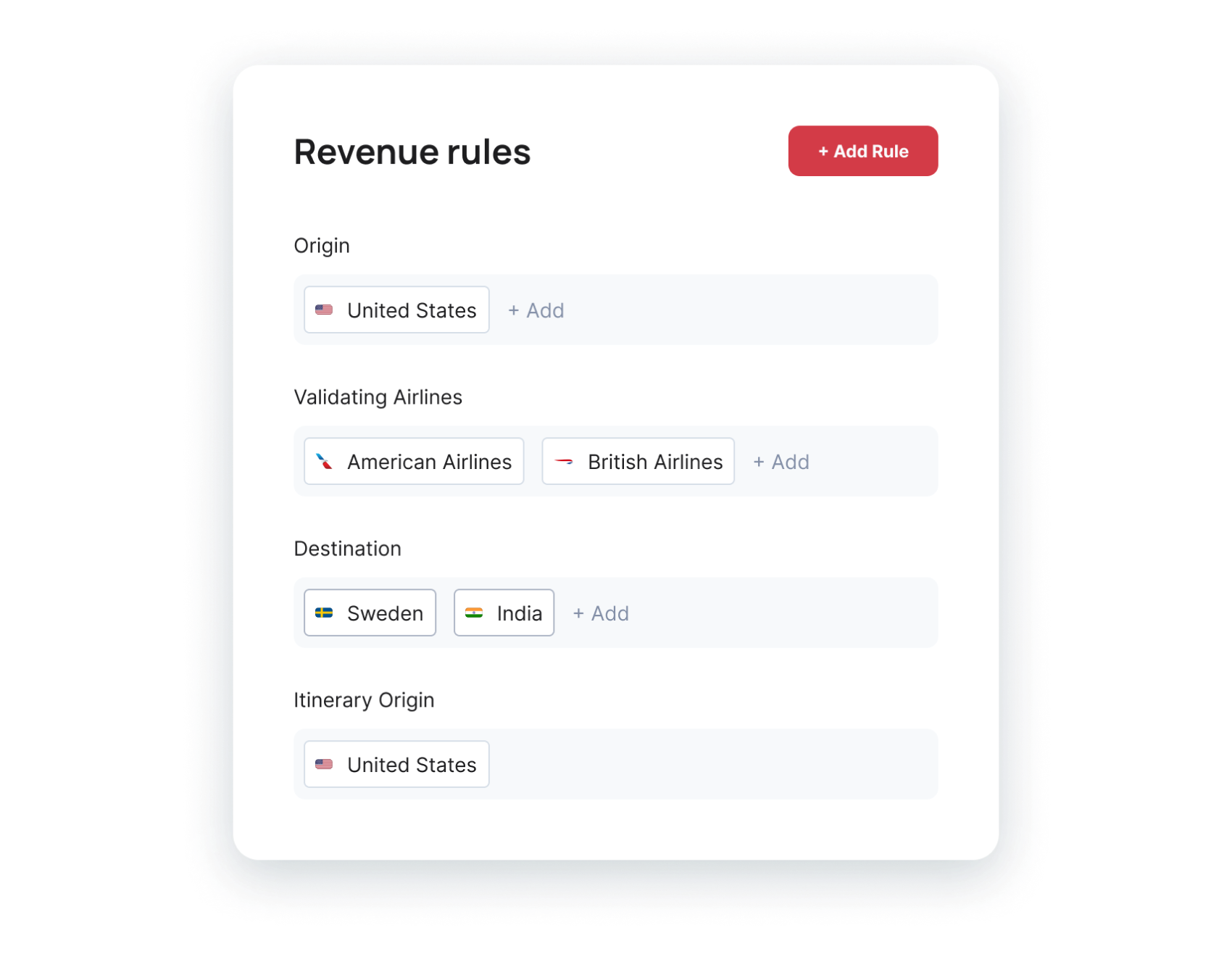 page for revenue rules for system of record