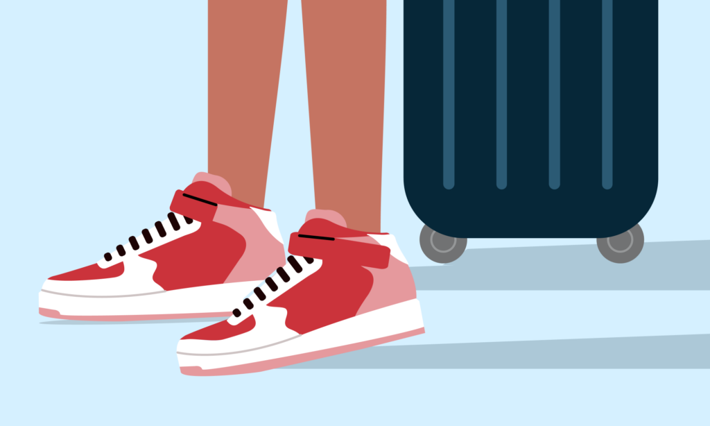 graphic illustration of shoes next to luggage
