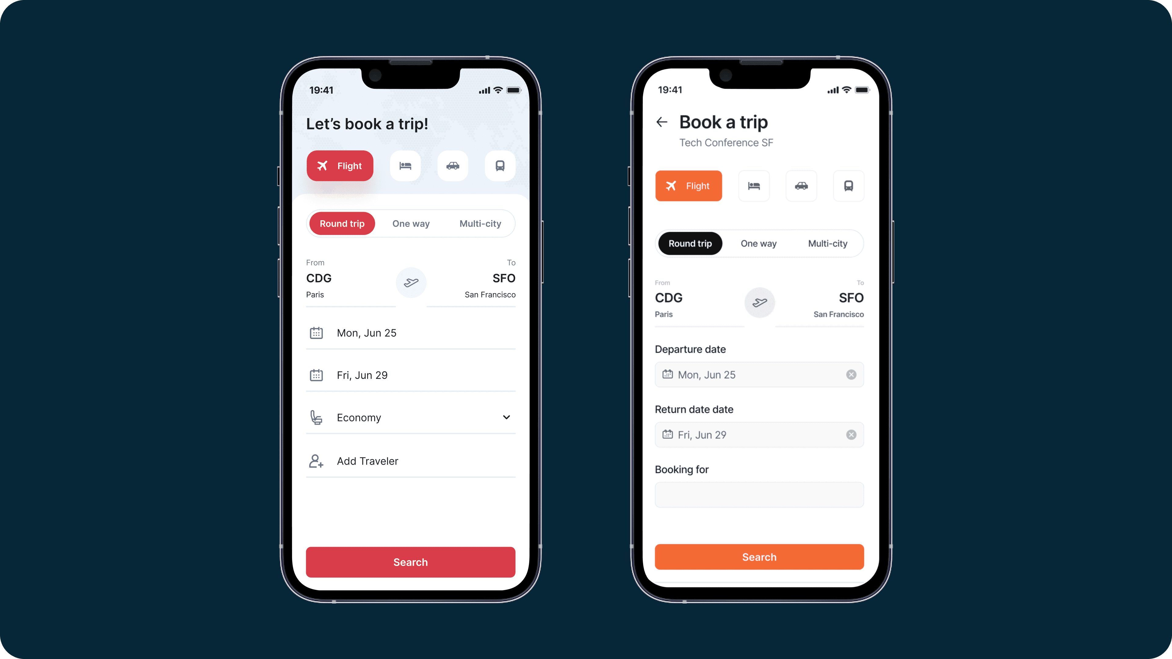 The Spotnana app (left) next to the Brex Empower app.