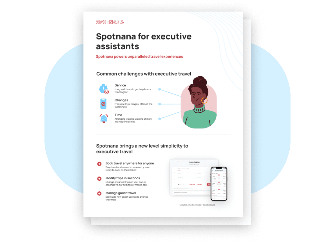 brochure of Spotnana for executive assistants