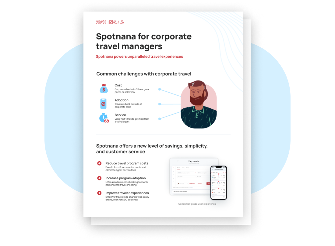 brochure of Spotnana for corporate travel managers