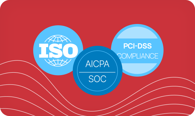 icon of ISO, PCI-DSS Compliance, and AICPA SOC for security and trust