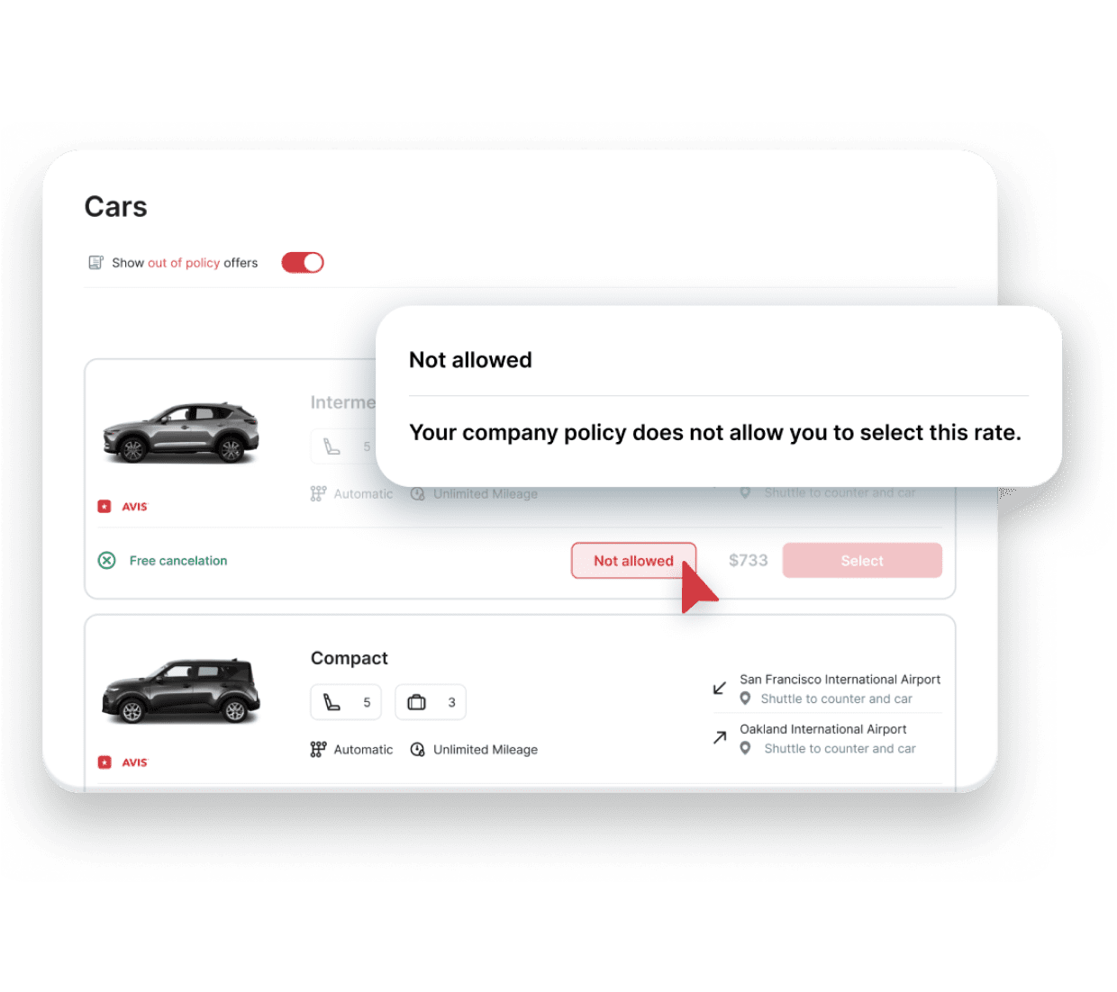 travel booking UI