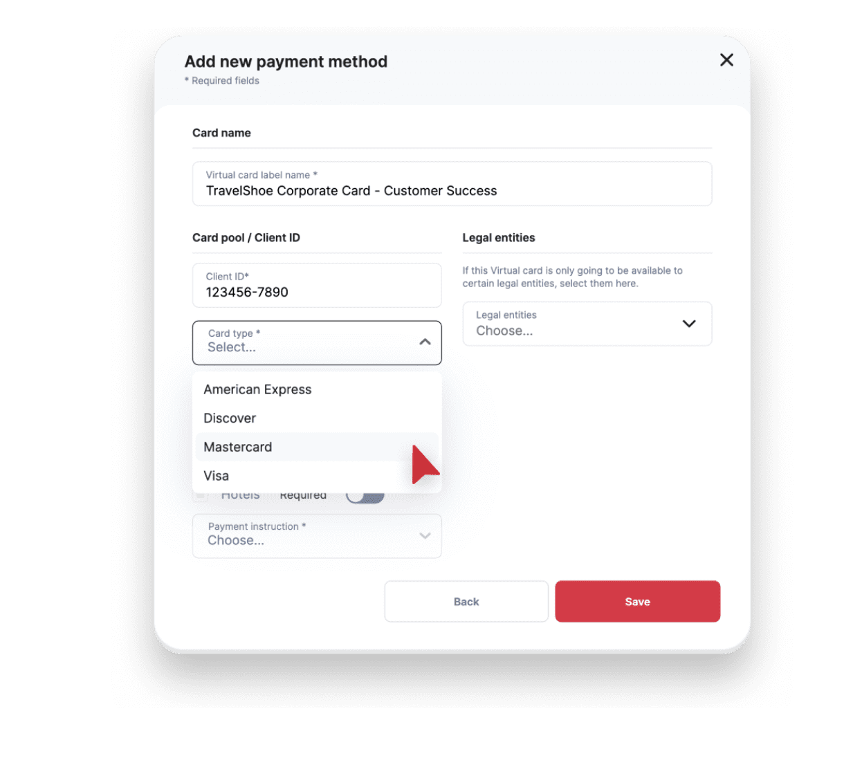 payment booking UI