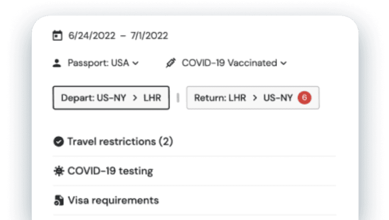 travel booking UI