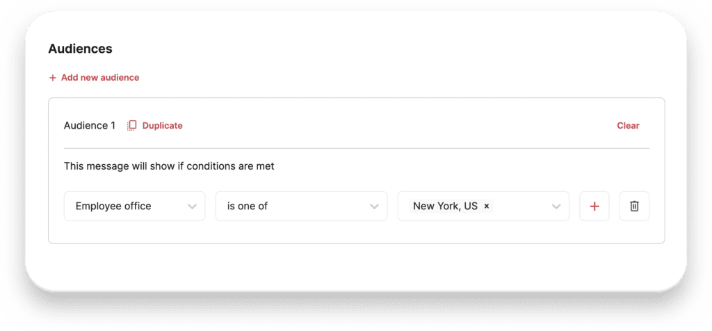 Spotnana's interface for setting message audience.